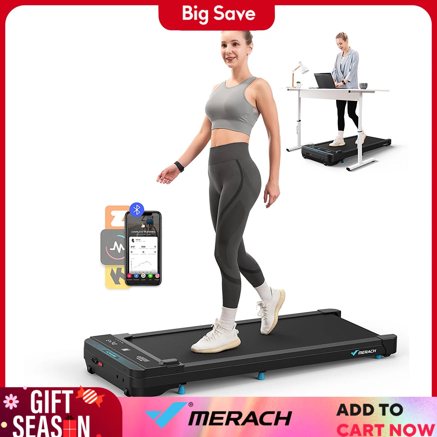 2 In1 Quiet Portable Mini Treadmill